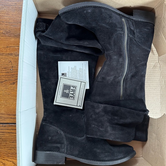 Frye Shirley OTK Black Suede Riding Boots. Never Worn